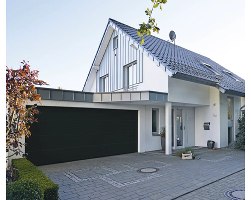 ARON Classic Garagedeur Sectionaaldeur L-Geribbeld Planar CH 905 Matzwart 2500x2125 mm incl. Garagedeuropener, 2-knops handzender