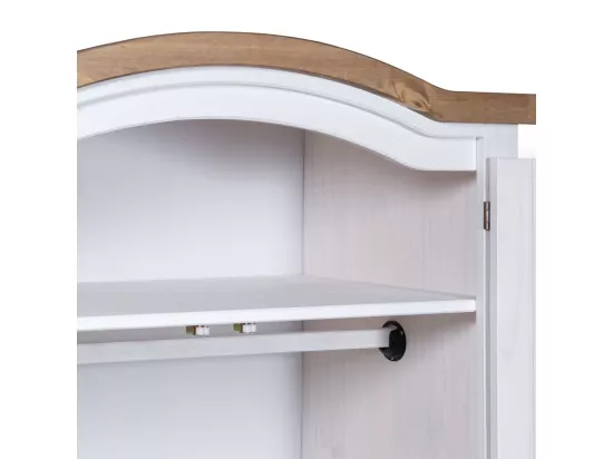 Armoire 2 portes pin massif blanc et bois clair Harrie