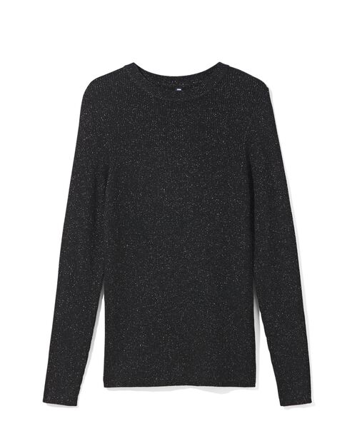 pull pour femme Louisa avec côtes et paillettes noir