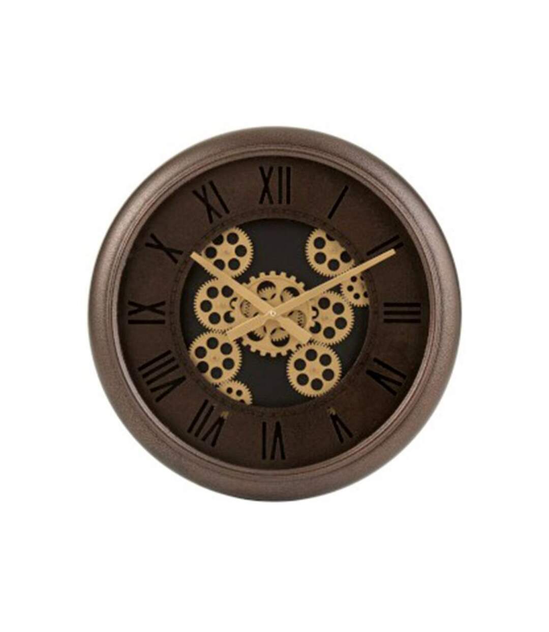 Paris Prix - Horloge Murale Ronde engrenage 52cm Marron & Or