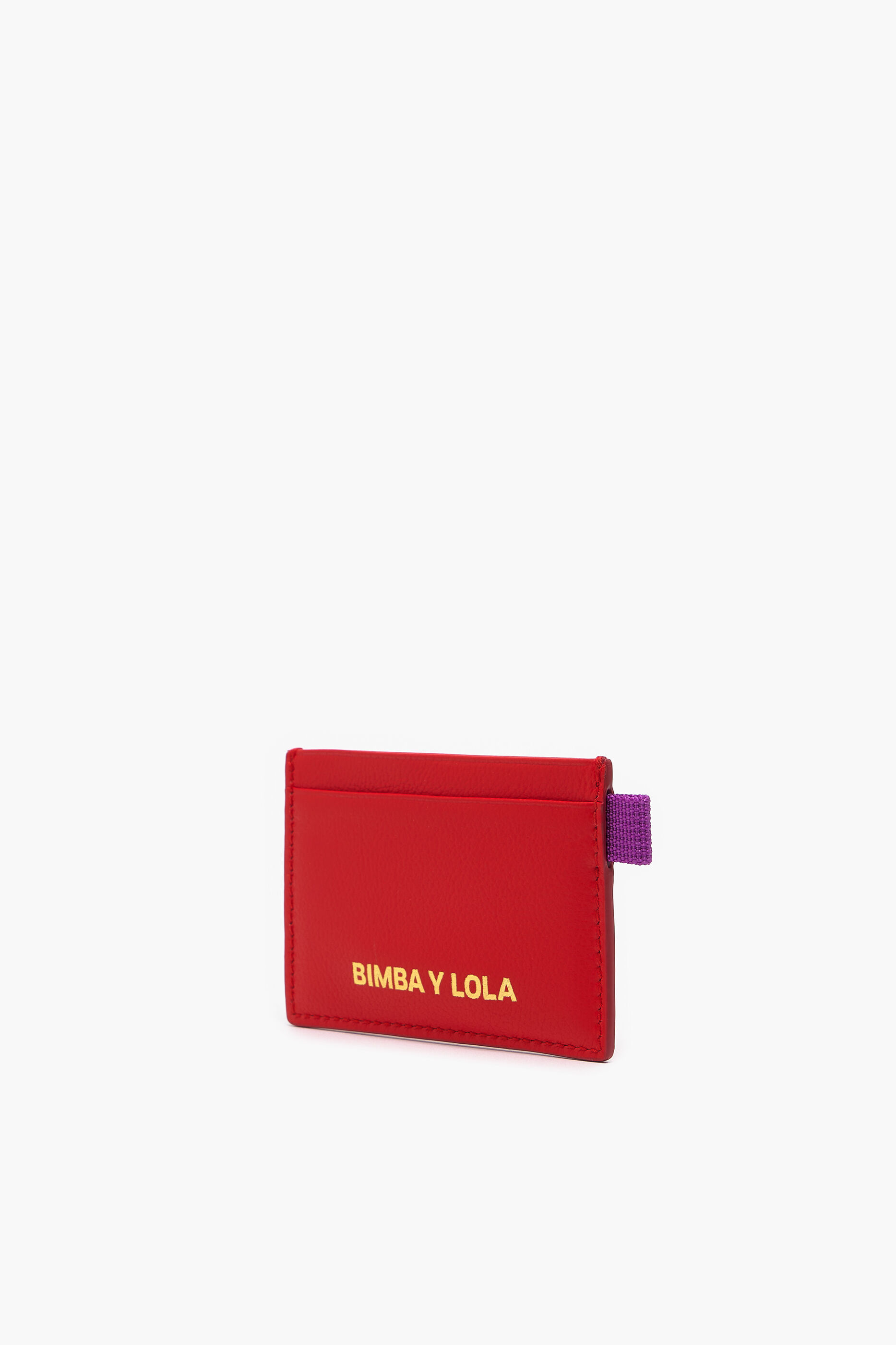 Porta-cartões em couro vermelho
