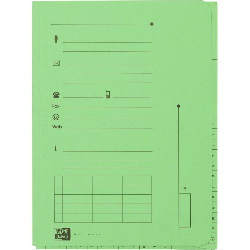 Chemise index OXFORD 23,5 x 31,5 cm couleurs assorties vives  - Paquet de 25