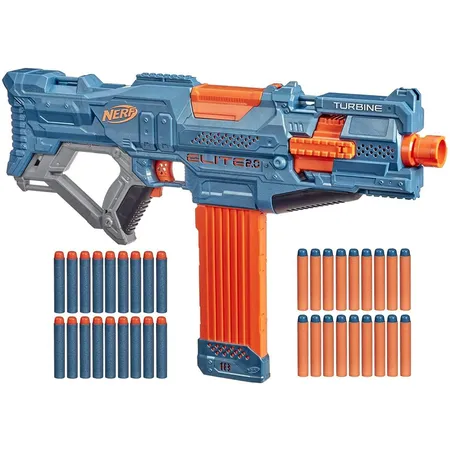 Nerf Elite 2.0 Turbine CS-18 motorisierter Blaster, 36 Nerf Darts, 18-Dart Clip-Magazin, Tactical Rails