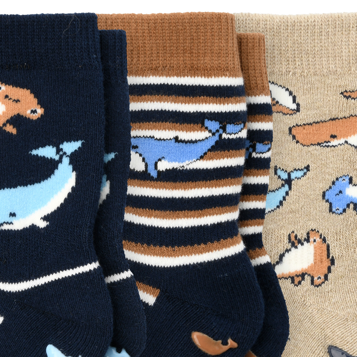 Topomini 3 Jungen Stoppersocken im Set dunkelblau / beige
