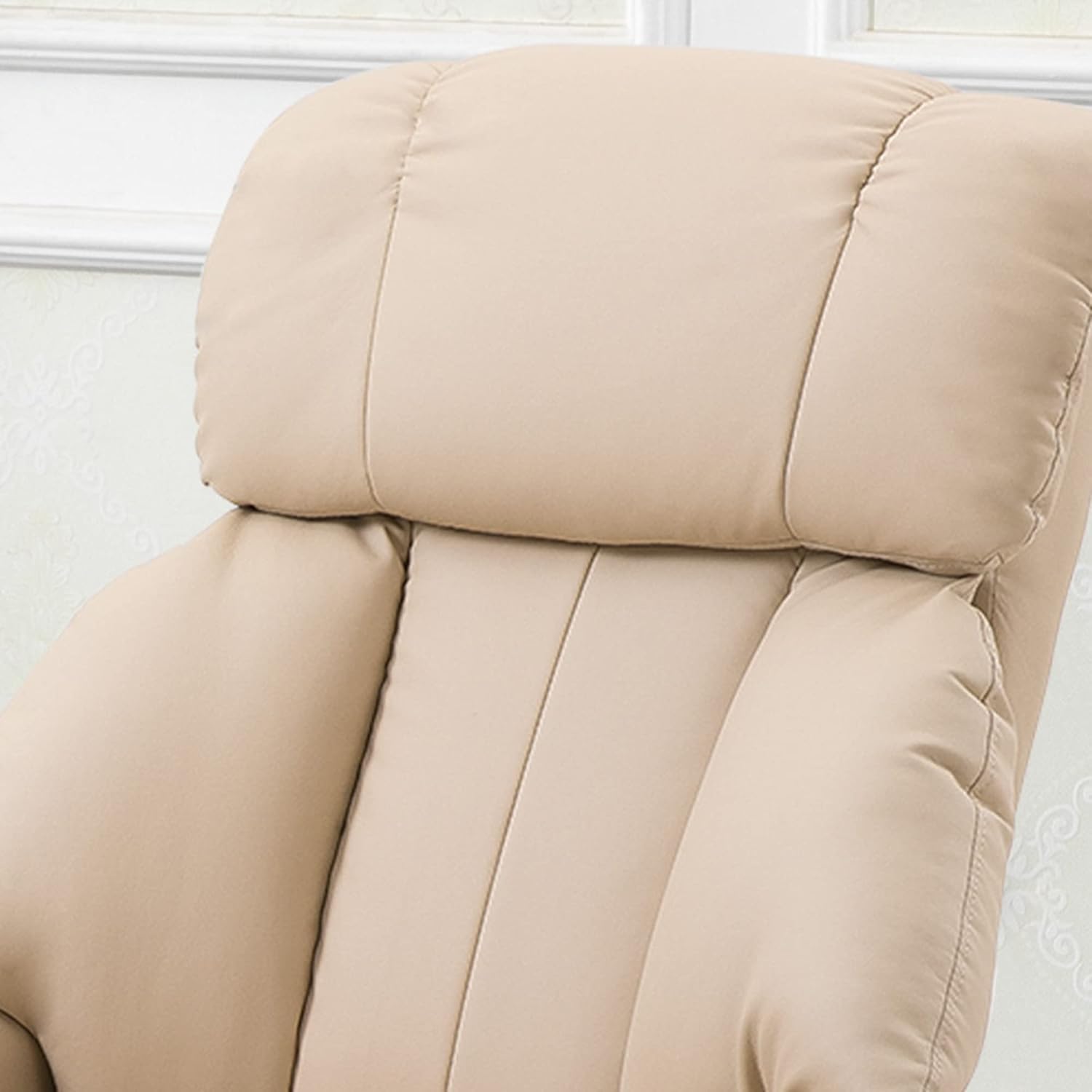 HOMCOM Relaxsessel mit Hocker, drehbarer Fernsehsessel mit Massagefunktion, Liegefunktion, Massagesessel mit Fernbedienung, Seitentasche, Ruhesessel aus Kunstleder für Wohnzimmer Cremeweiß