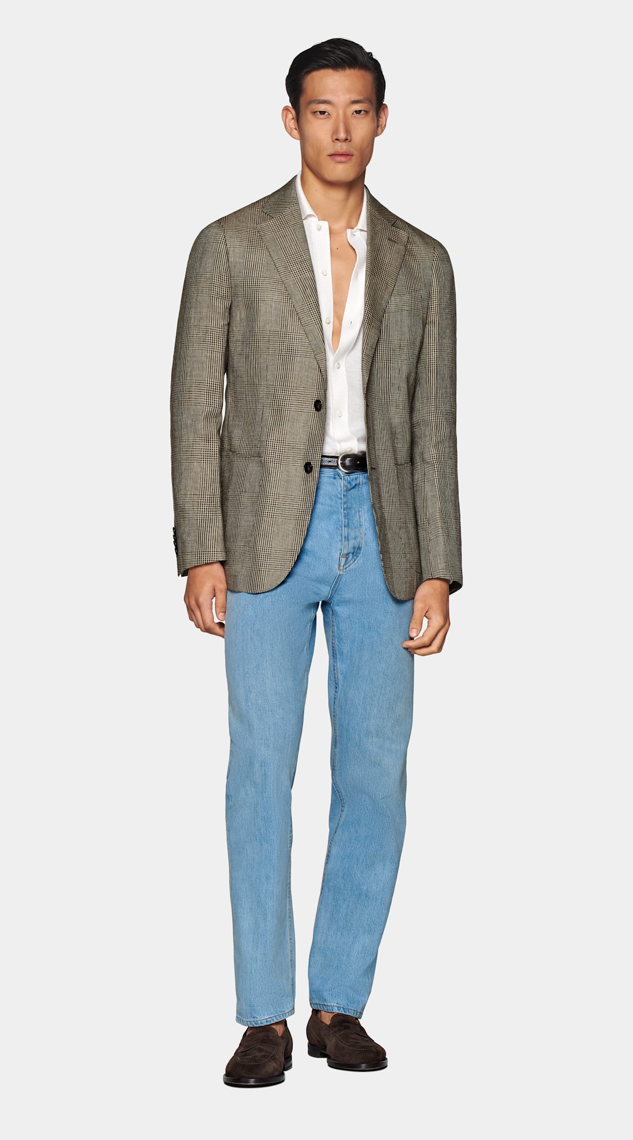 Blazer Havana coupe Tailored marron moyen à carreaux