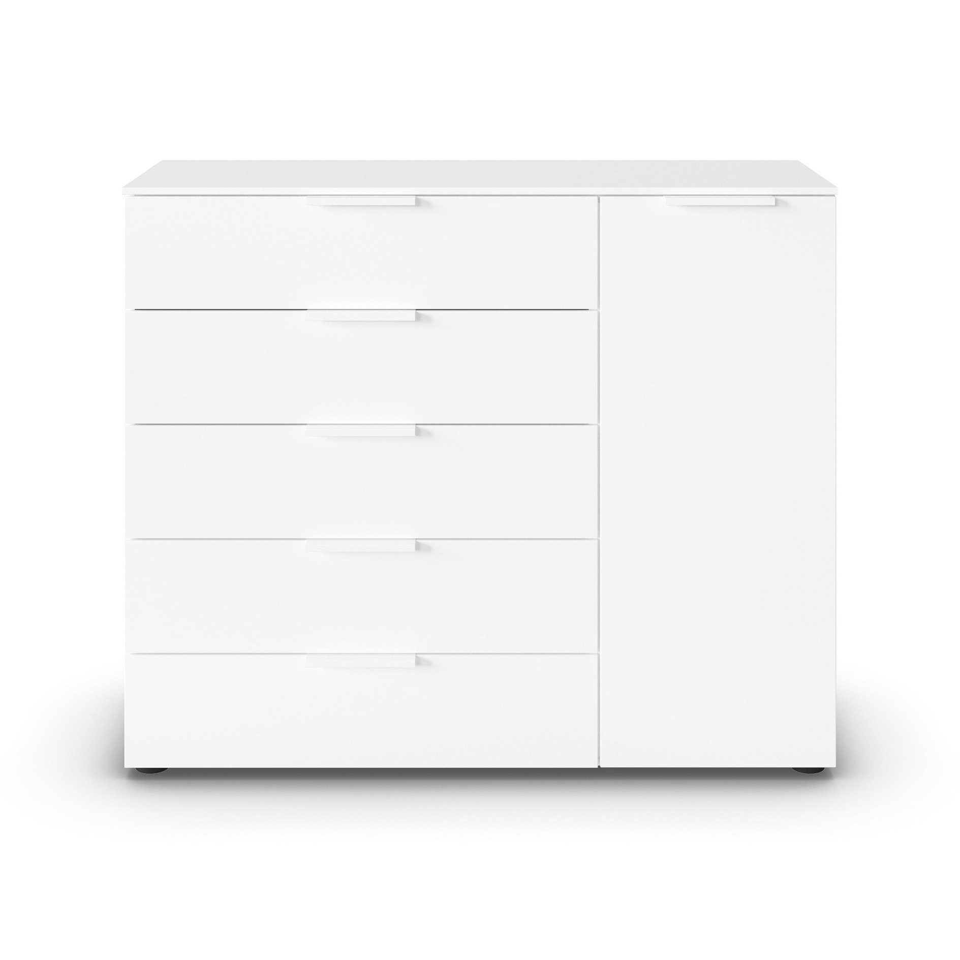 Kommode - alpinweiß - weiße Griffe - 120 cm
