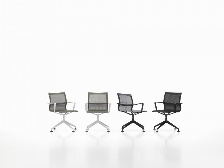Vitra Physix vergaderstoel wit frame trioknit ice grey