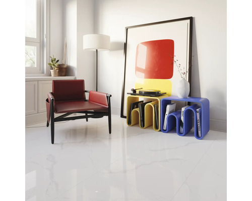 Porseleinen steengoed wand- en vloertegel Topas Marmer Wit Grijs 60 x 60 x 0,7 cm glanzend gerectificeerd