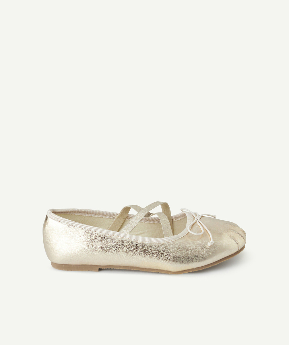 ballerines fille couleur dorée avec noeud