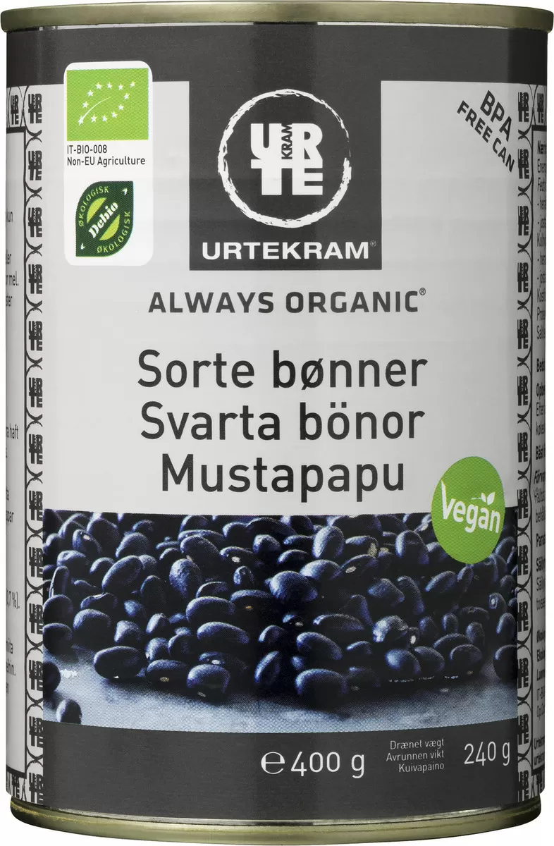 Urtekram Sorte Bønner dåse Ø - 400 g.