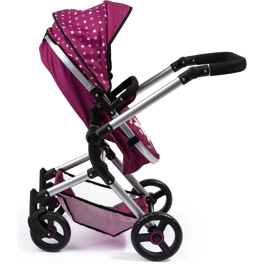 bayer Design Kombi-Puppenwagen Neo Vario bordeaux mit Punkten und Fee