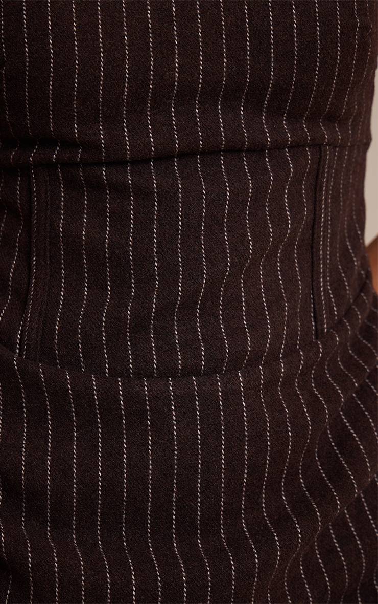 Chocolat Robe Moulante Froncée À Fines Rayures