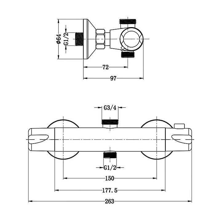 Mitigeur de douche thermostatique chromé Edouard Rousseau Breva
