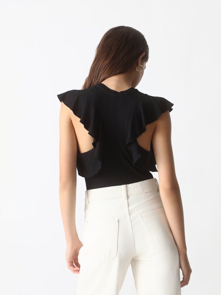 Body com babados - Preto