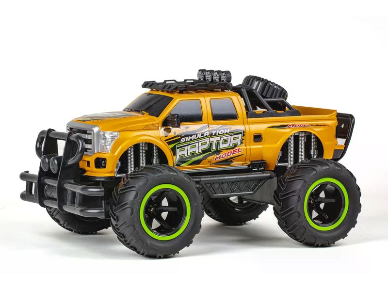 TEC-TOY Monster Truck Raptor Gelb, 1:12 Ferngesteuerter Pick-Up Monstertruck für Kinder ab 6 Jahren