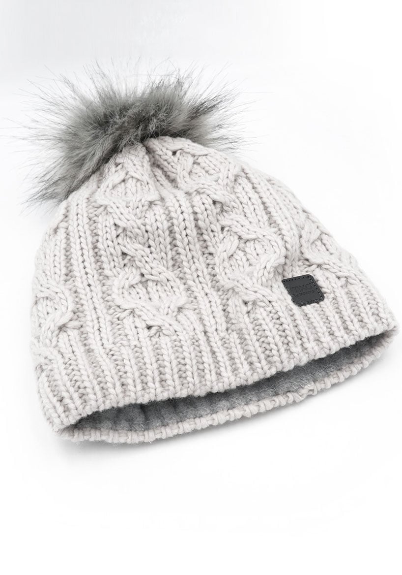 MAXIMO Strickmütze , mit Zopfstrickmuster und FakeFur Bommel