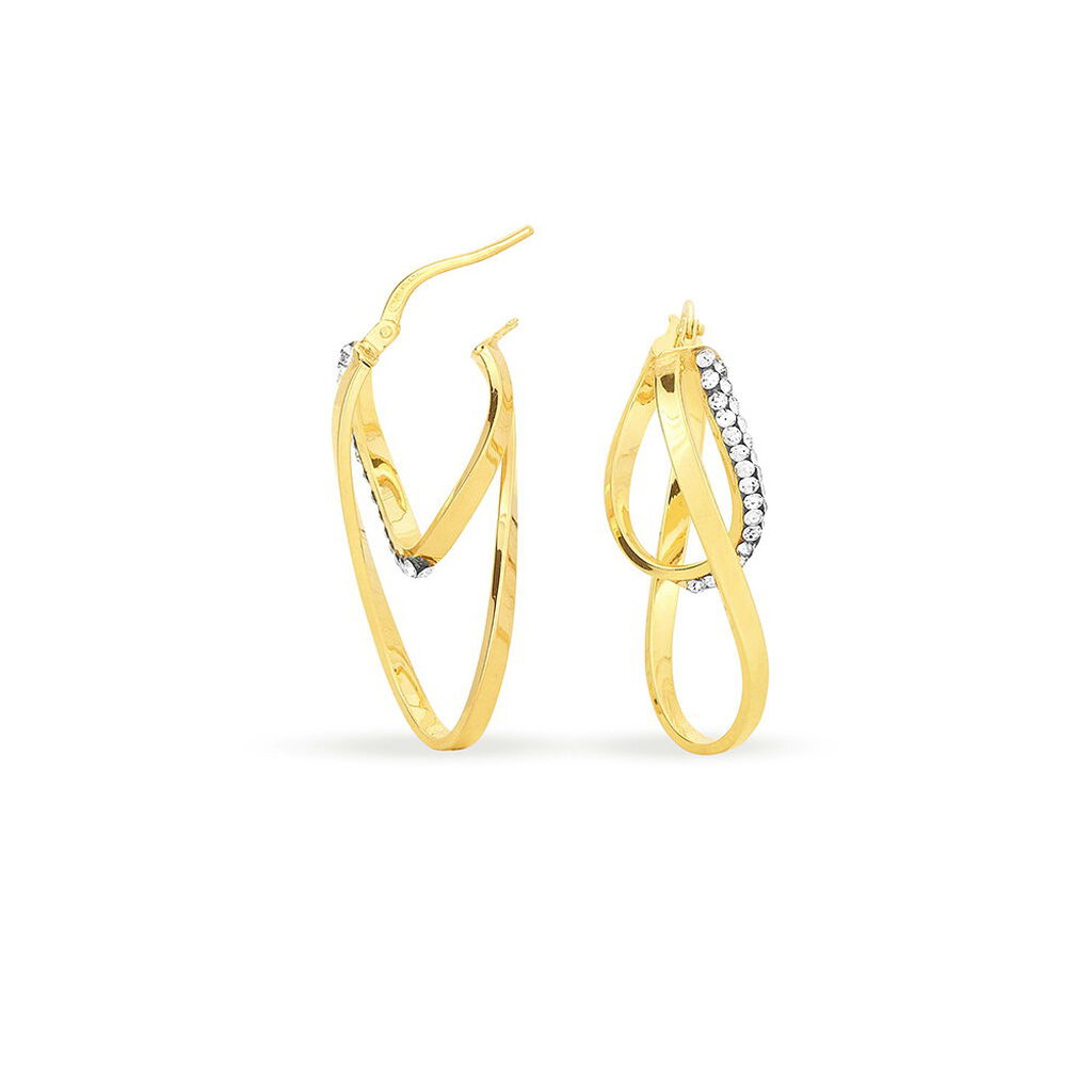 Créoles Luna Or Jaune Strass