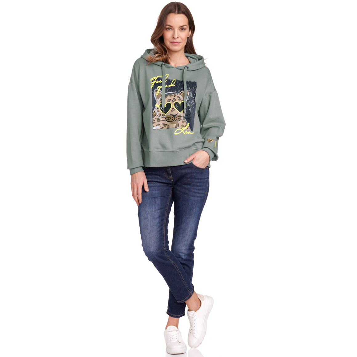 Gina Benotti Damen Hoodie mit großem Print helloliv