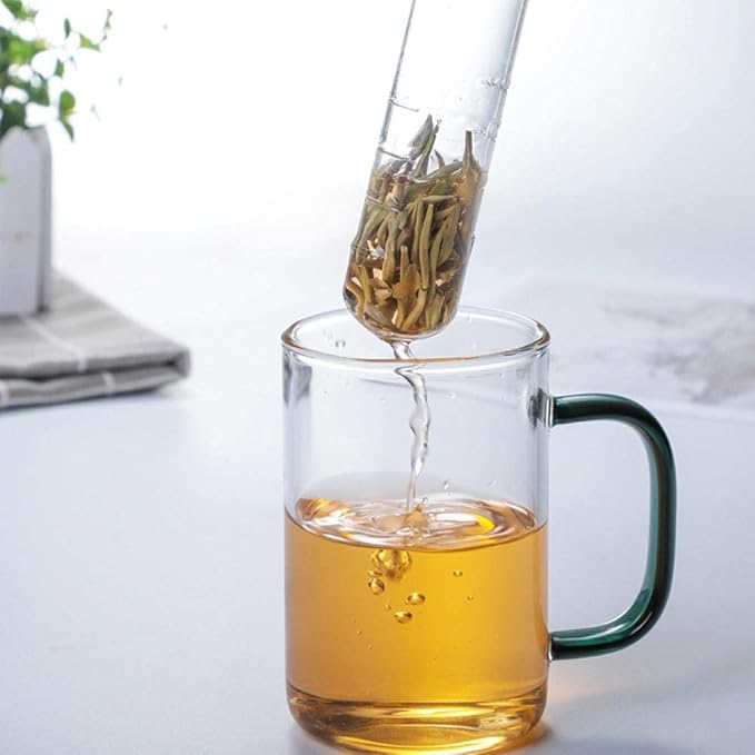 (Ø3x16cm) Glas Teesieb Rohr Infuser Teefilter für Losen Tee mit Korken - Transparent