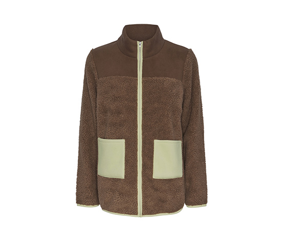 Teddy-Jacke, braun-grün