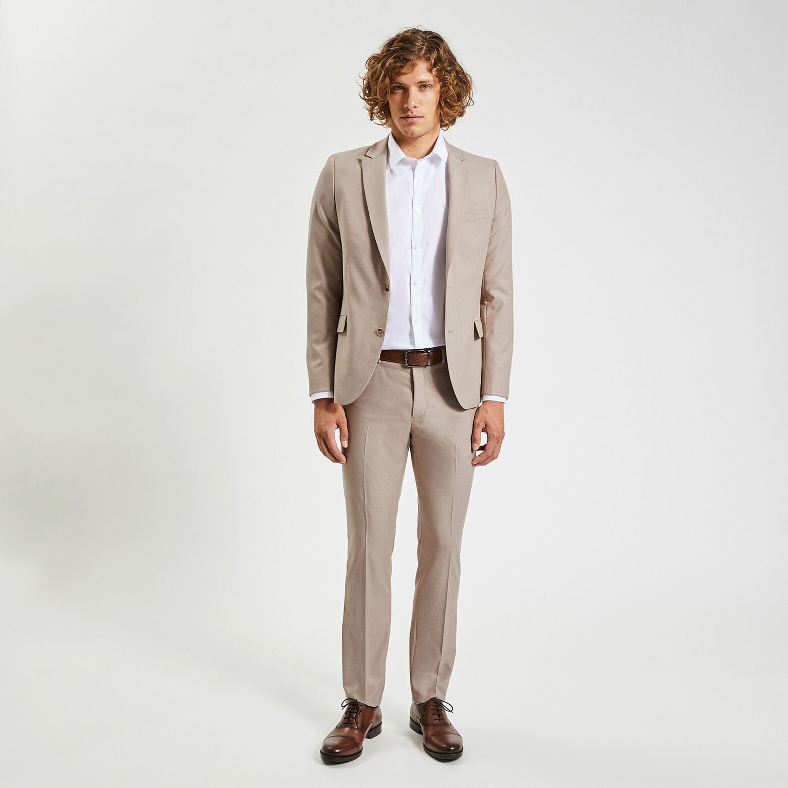 Costume 3 pièces slim bi-ton - Beige