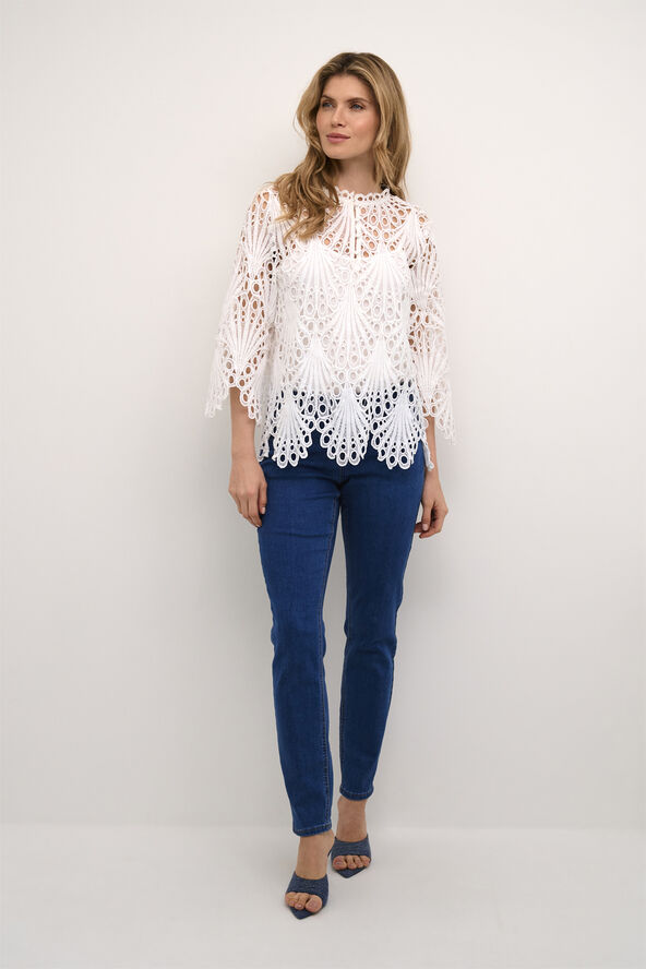 Cream CRLhilla Lace Blouse Snow white