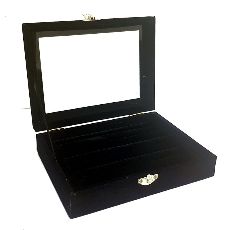 Présentoir coffret boîte à bagues 20x15cm velours Noir