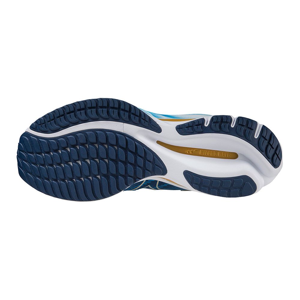 Mizuno WAVE RIDER 26 - Chaussures running Homme snorkel blue/mp gold/estate blue