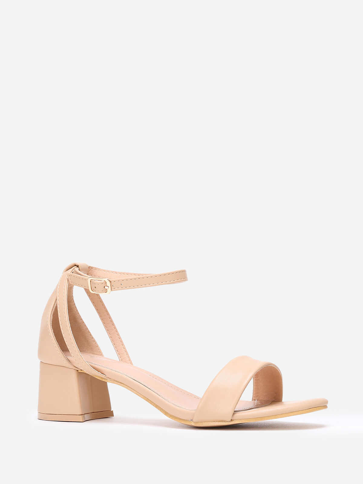 Sandales à talon carré arrondi grandes tailles- Beige