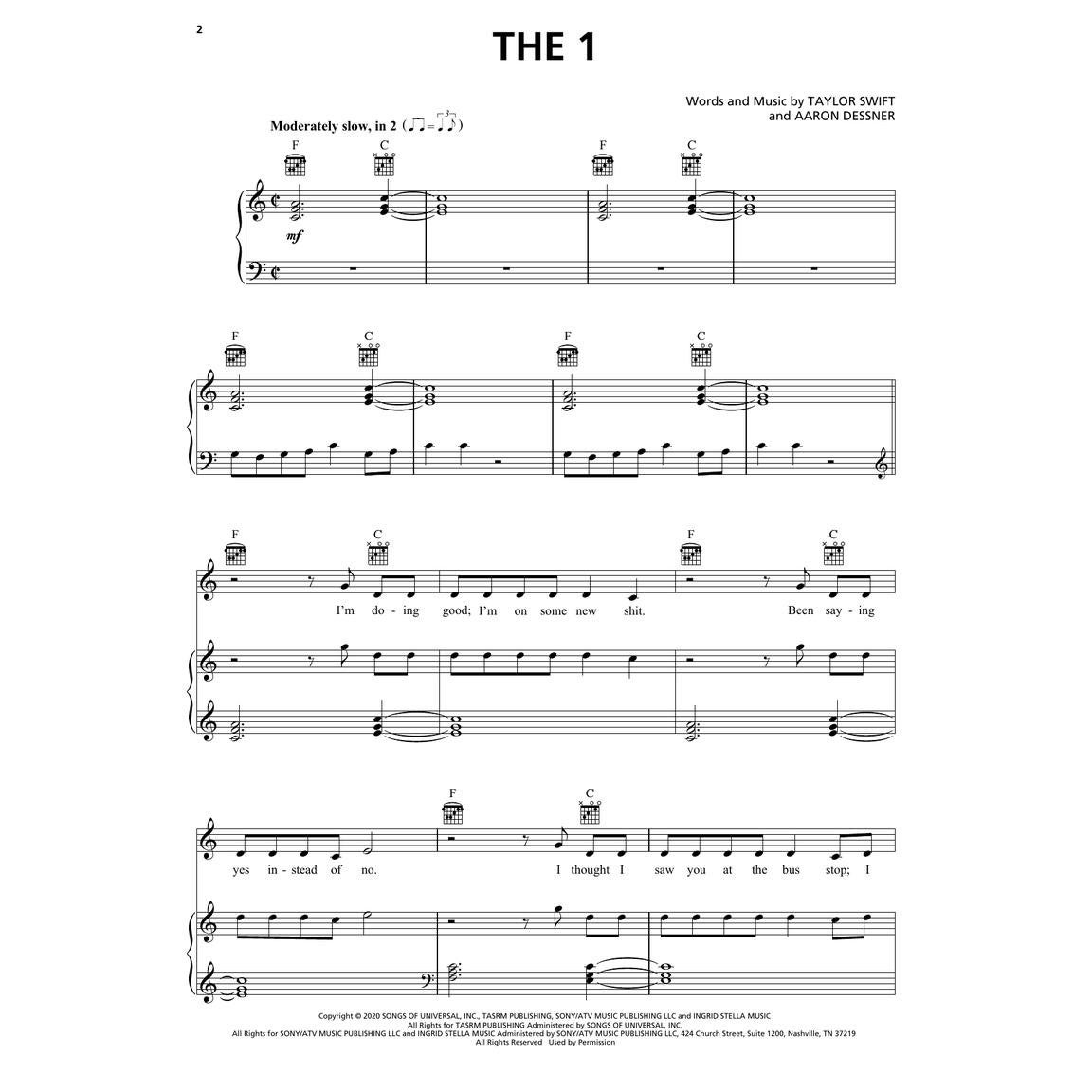 Hal Leonard Taylor Swift Folklore voor piano, zang en gitaar