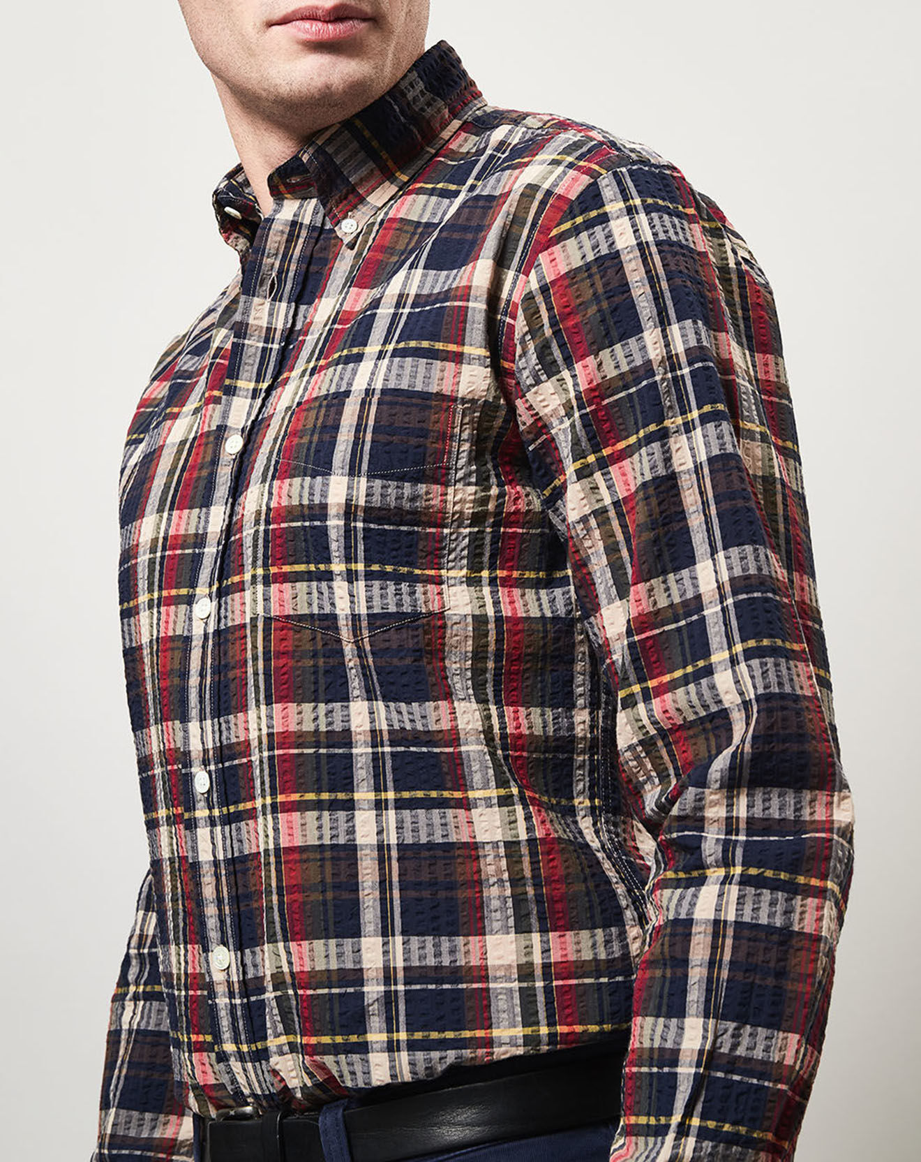 Hartford Chemise regular Pal à carreaux gauffrés multicolore