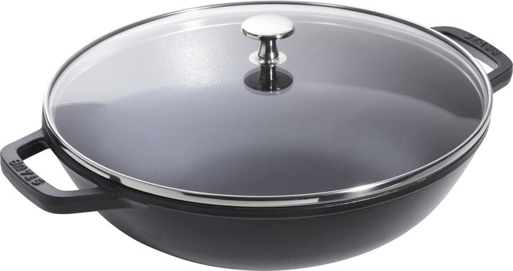 Staub Wok med glaslåg 30 cm Sort/transparent