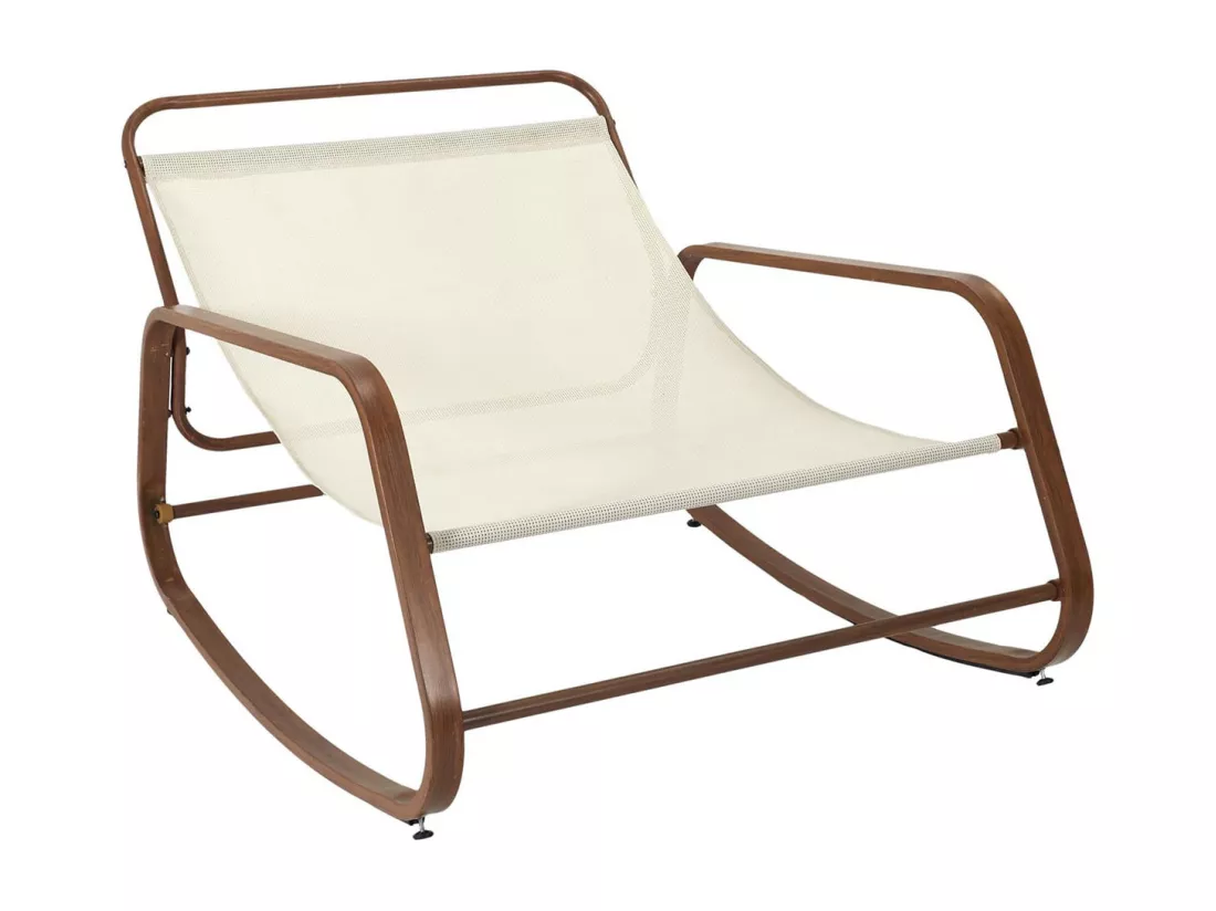 VIDIA - Fauteuil à Bascule Effet Bois avec Coussin Capitonné
