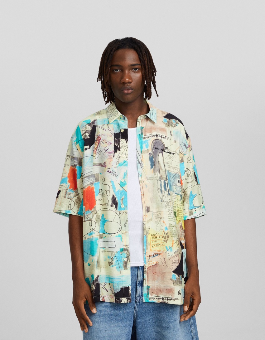Camisa de manga curta com estampa de Jean-Michel Basquiat