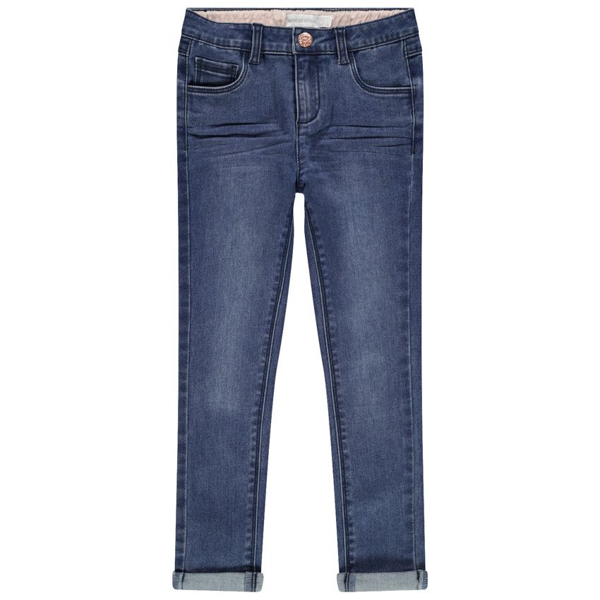 Jean effet used et crinkle coupe skinny - Bleu moyen
