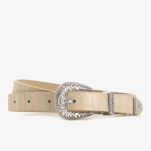 Meisjes western riem beige met croco print