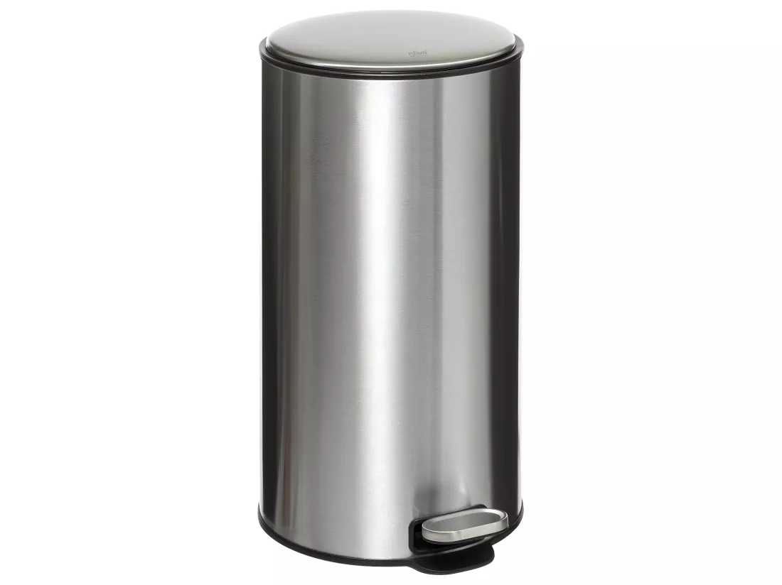 Poubelle ronde 30 Litres en Métal Gris acier
