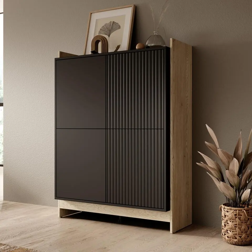 Meubella - Dressoir Benz - Zwart - 100 cm