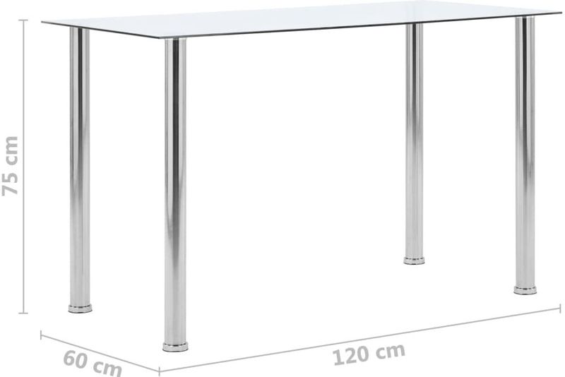 Eettafel - Transparant - Gehard Glas - Roestvrij Staal
