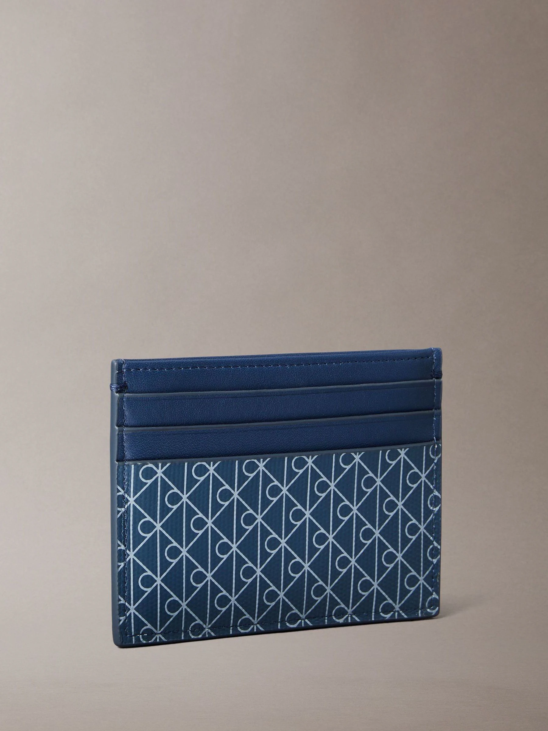 Blauw - Calvin Klein Allover Monogram Logo Card Holder