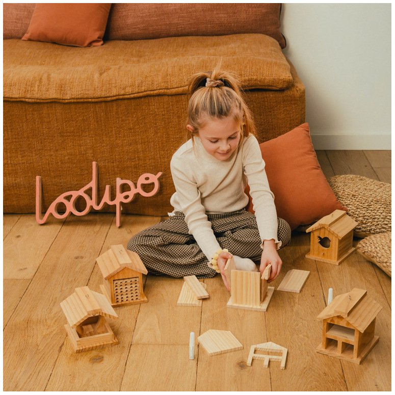 Kit nichoir en bois + colle - 13 x 14,5 x 16 cm - 1 pc - 1  coloris