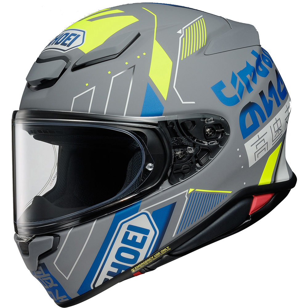 Shoei - Casque NXR2 Accolade TC-10 / Gris / Bleu / Jaune / Mat