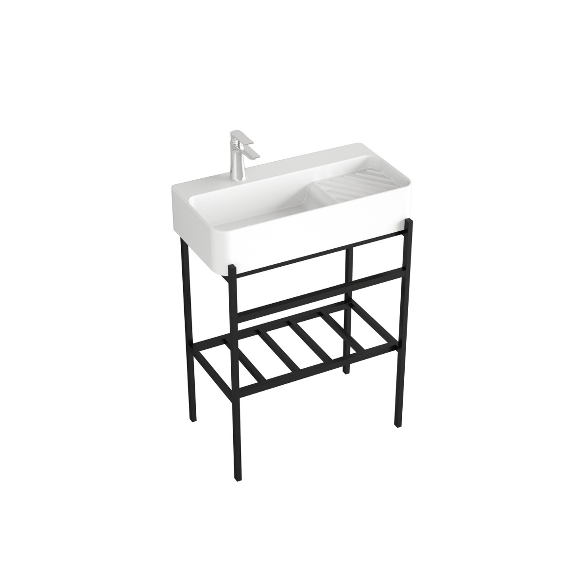 Badstuber Delta witte wastafel 60x31x82cm met zwarte poten