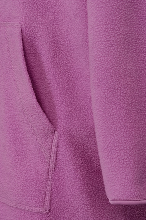 Long-Hoodie, oversized, Teddyfleece, Kapuze mit Zipper, Kängurutasche