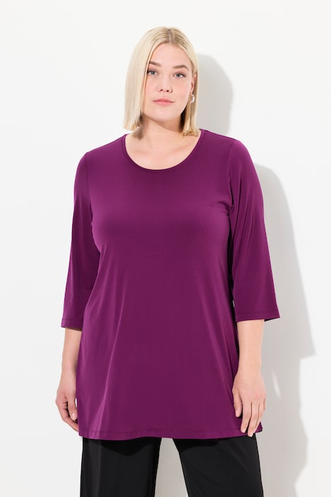 Longshirt,  A-Linie, Rundhalsausschnitt