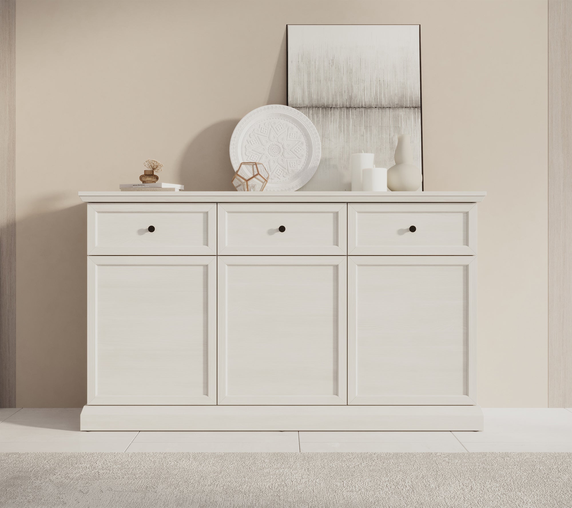 Meubella Dressoir Leroy - Wit eiken - 146 cm