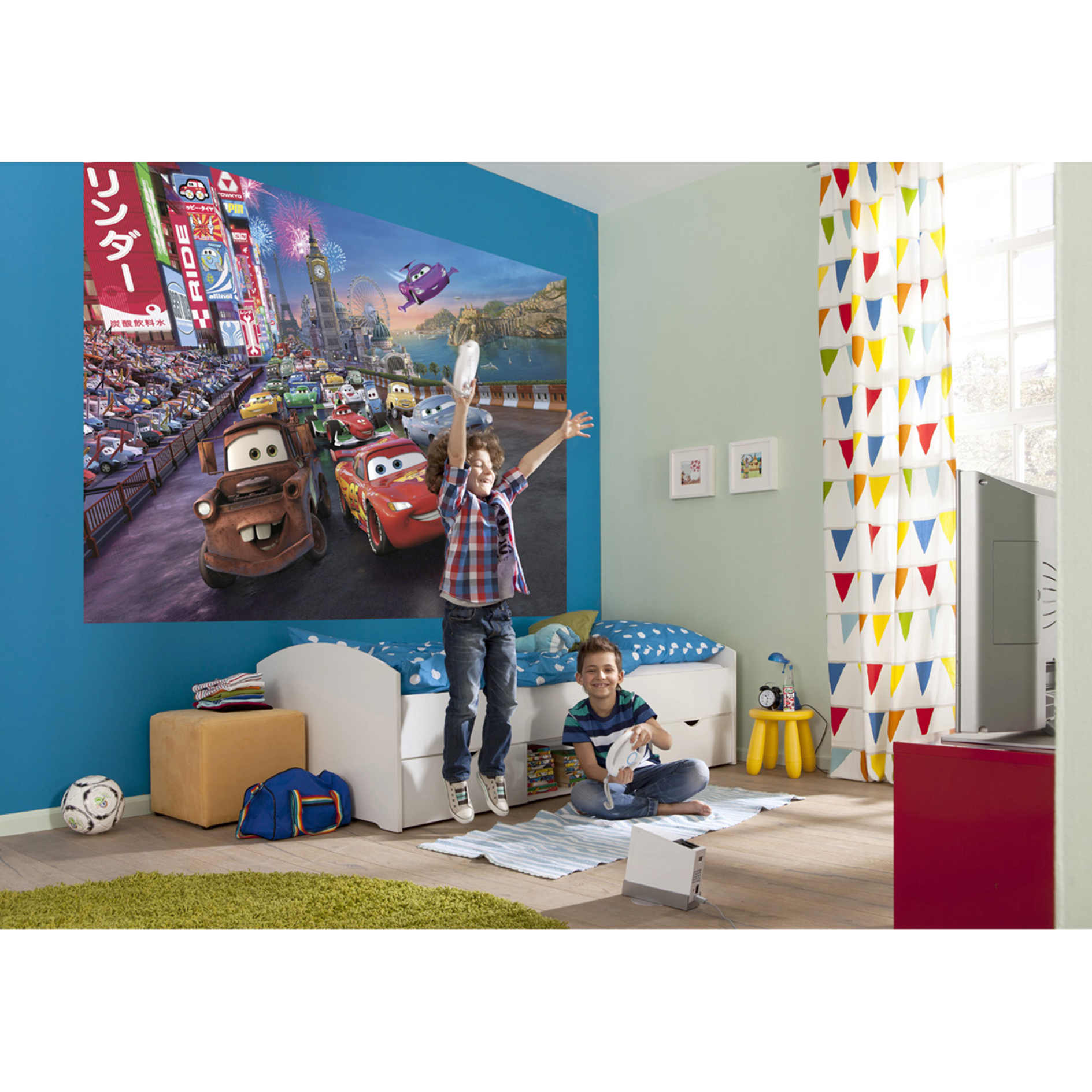 Papier-Fototapete CARS RACE - bunt - 254x184 cm