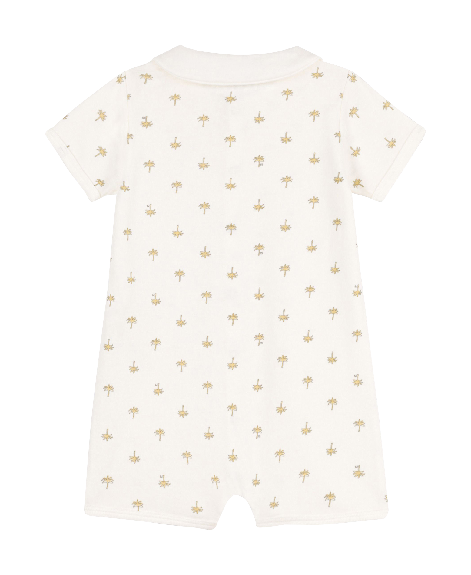 Combinaison courte palmiers en coton bio | Blanc