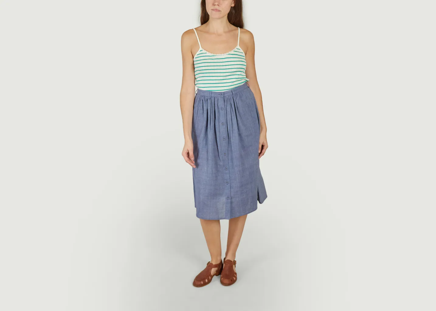 Jupe mi-longue en khadi Emile & Ida